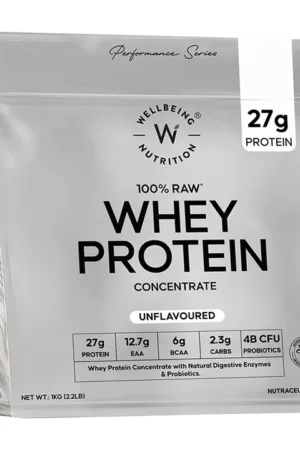 Wellbeing Nutrition| Whey Protein Concentrate 27g |4B CFU Probiotics