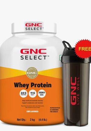 GNC Select | Whey Protein, 2 kg (4.4 lb), Unflavoured (with Shaker)